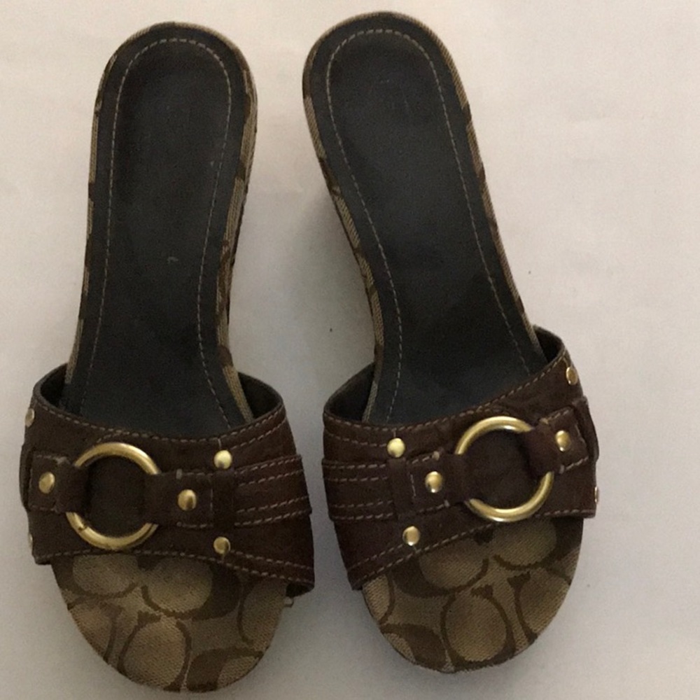 Coach leather slides